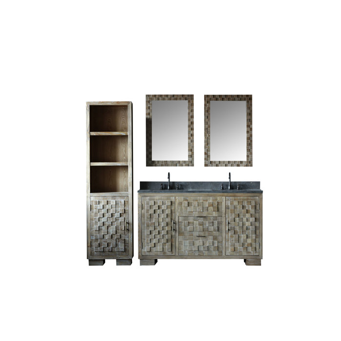 Bay Isle Home Chandler 60'' Double Bathroom Vanity with Stone Top with